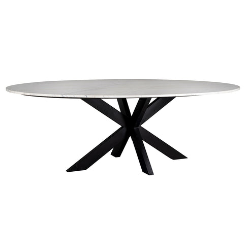 Ava White Marble Oval 6 Seater Dining Table